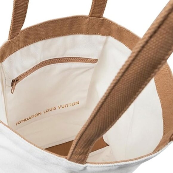Authentic Fondation Louis Vuitton Tote w/Inner Pocket, Cream/Camel - NWT - Picture 3 of 7